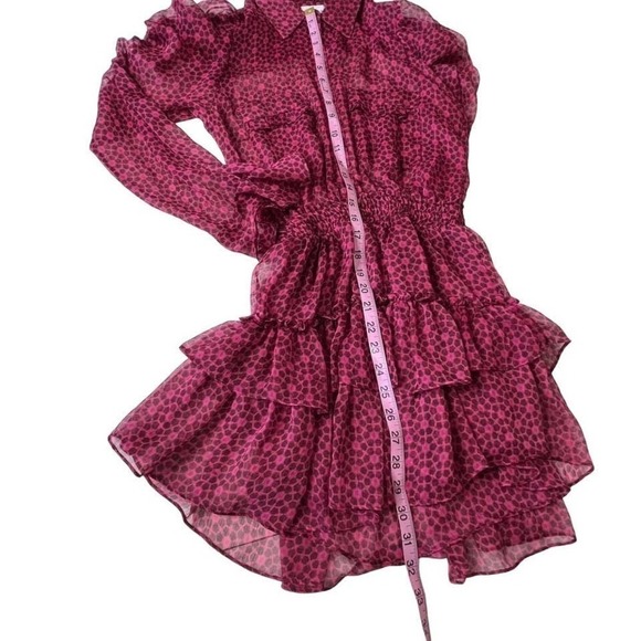 MISA Los Angeles Collared Dress Sheer Ruffled Long Sleeve ‎ Size XS - Picture 15 of 16